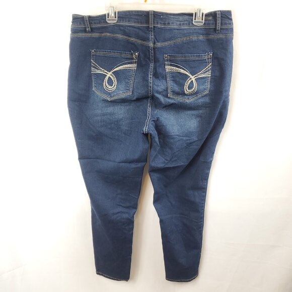 Angels Forever Young Womens Sz 18W Dark Blue Wash Skinny Jeans - Picture 6 of 12